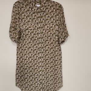 Equipment Femme Womens Green Floral High-low Shirt Dress Size M Preowned